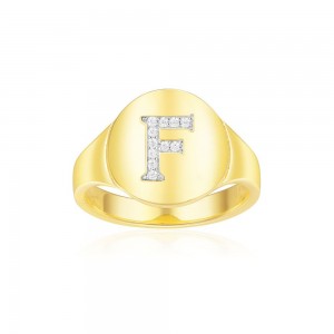 Yellow Silver Alphabet-f Ring