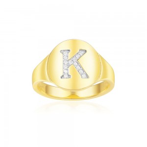 Yellow Silver Alphabet-k Ring