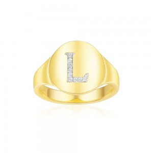 Yellow Silver Alphabet-l Ring