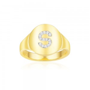 Yellow Silver Alphabet-s Ring