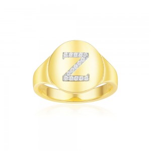 Yellow Silver Alphabet-z Ring