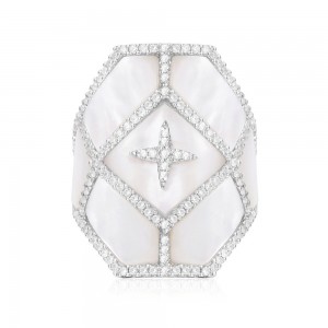 Silver Star Statement Ring With Mother Of Pearl