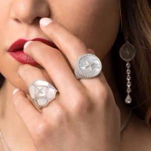 Silver Star Statement Ring With Mother Of Pearl