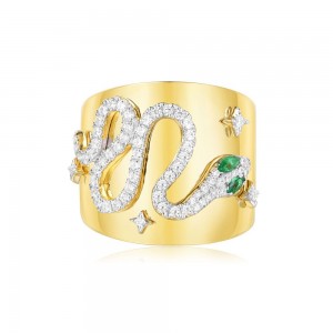 Snake Ring - yellow silver