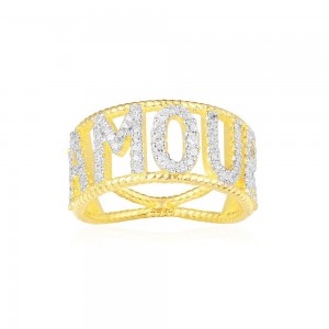 Yellow Silver Amour Statement Ring