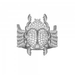 Grey Silver Scarab Ring