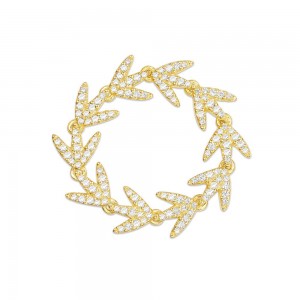 Yellow Silver Laurel Leaves Ring
