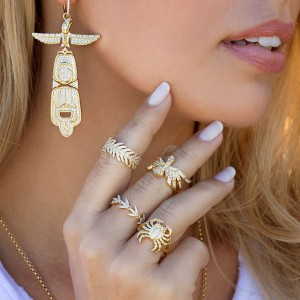 Yellow Silver Laurel Leaves Ring