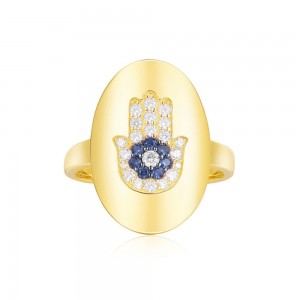 Yellow Silver Lucky Hand Ring