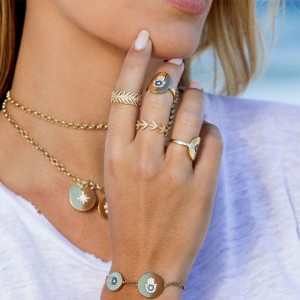 Yellow Silver Lucky Hand Ring
