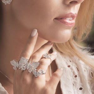 Silver Butterfly Phalanx Ring