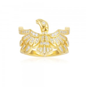 Yellow Silver Asymmetric Thunderbird Ring