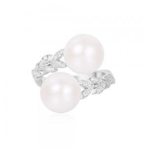 Silver 'eternelles' Open Ring With Pearl