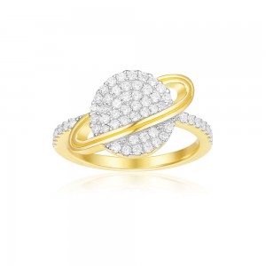 Yellow Silver Planet Ring