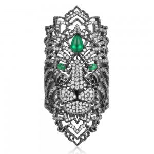 Dark Gray Silver 'fÉroce ' Statement Ring