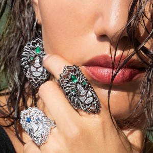 Dark Gray Silver 'fÉroce ' Statement Ring