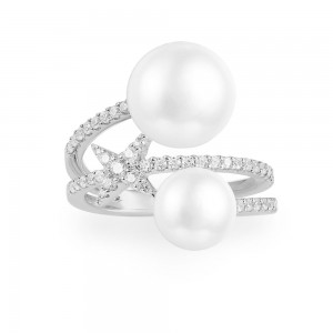 Silver Festival Double Pearl  Ring