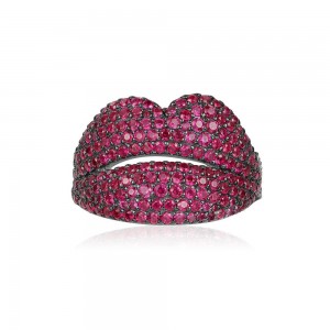 Red Silver Lip Ring