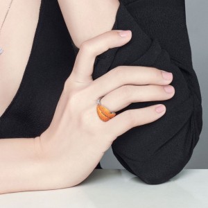 Orange Silver Ring
