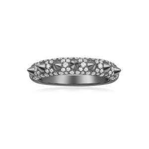 Dark Gray Grey Silver 'hérisson' Ring