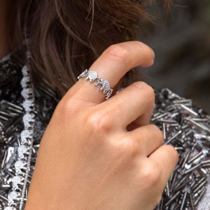 Silver Equilibre Elephant Chain Ring