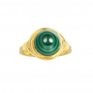 Yellow Silver Intemporel Malachite Ring