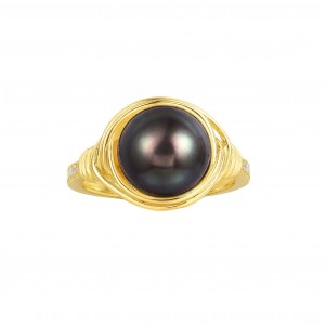 Yellow Silver Intemporel Grey Pearl Ring