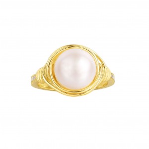Yellow Silver Intemporel Pearl Ring