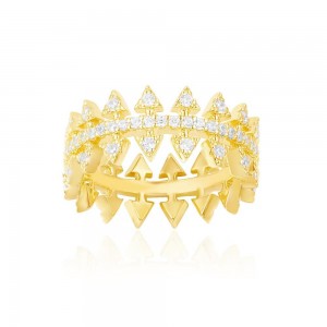 Yellow Silver La Belle Époque Spikes Ring