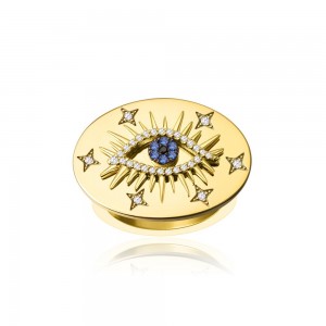 Yellow Silver Pop Lucky Eye Ring