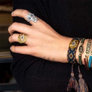 Yellow Silver Pop Lucky Eye Ring