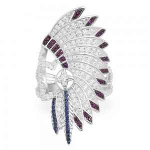 Silver Meteorites Feather Statement Ring