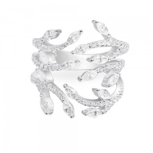 Silver Festival Leaf Open Ring