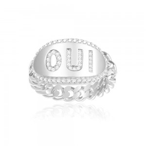 Silver Oui Chain Ring