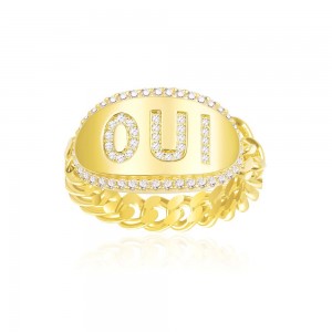 Yellow Silver Oui Chain Ring