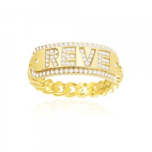 Yellow Silver Reve Chain Ring