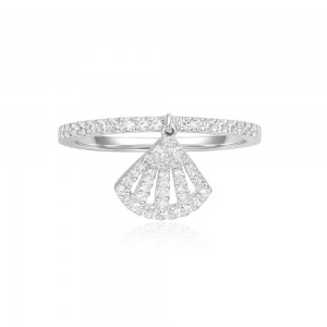 Silver Ring With Fan Pendant