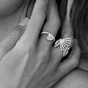 Silver Ring With Fan Pendant