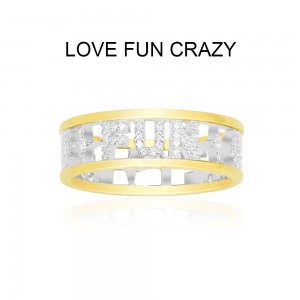 Yellow Silver Fun Crazy Love Ring