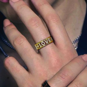 Yellow Silver Fun Crazy Love Ring