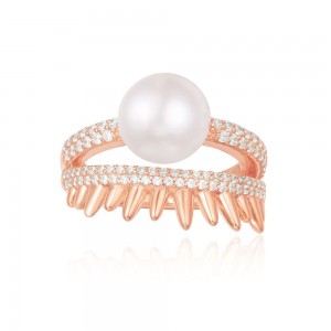 Pink Silver 'spike' Ring With Pearl