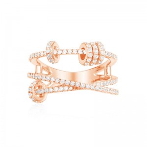 Pink Silver Trio Ring With Sliding Rings
