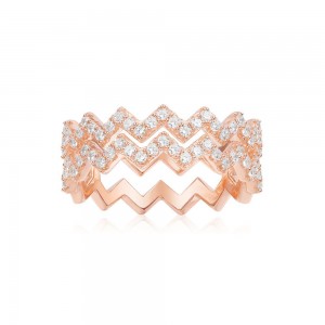 Pink Silver 2-line Up And Down Ring