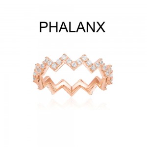 Pink Silver Up And Down Phalanx Ring