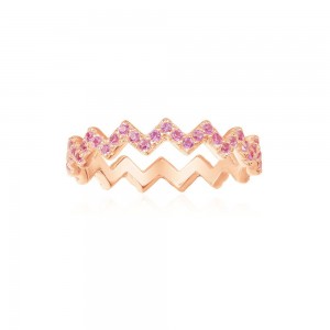 Fuchsia Pink Silver Up And Down Ring
