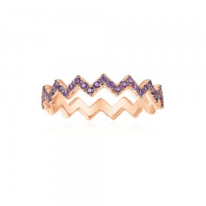 Purple Pink Silver Up And Down Ring