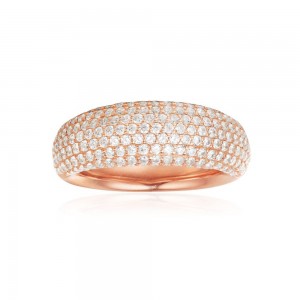 Pink Silver Courchevel Paved 7-row Dome Ring
