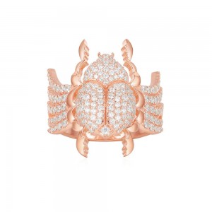Pink Silver Scarab Ring