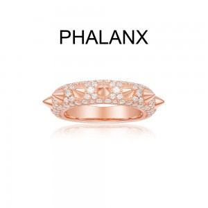 Pink Silver 'hérisson' Phalanx Ring