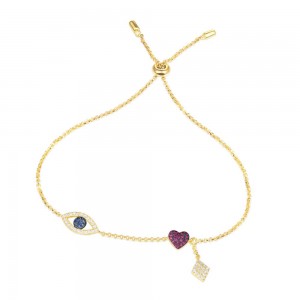 Yellow Silver Multiple Lucky Charms Bracelet